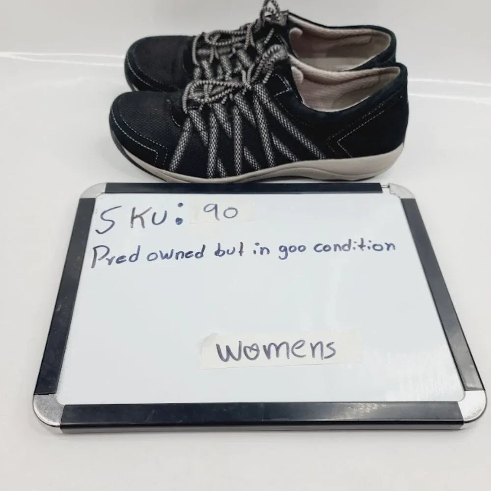 Dansko Women's Black Honor Leather Lace‎ Up Casual Fashion Sneaker Size 8